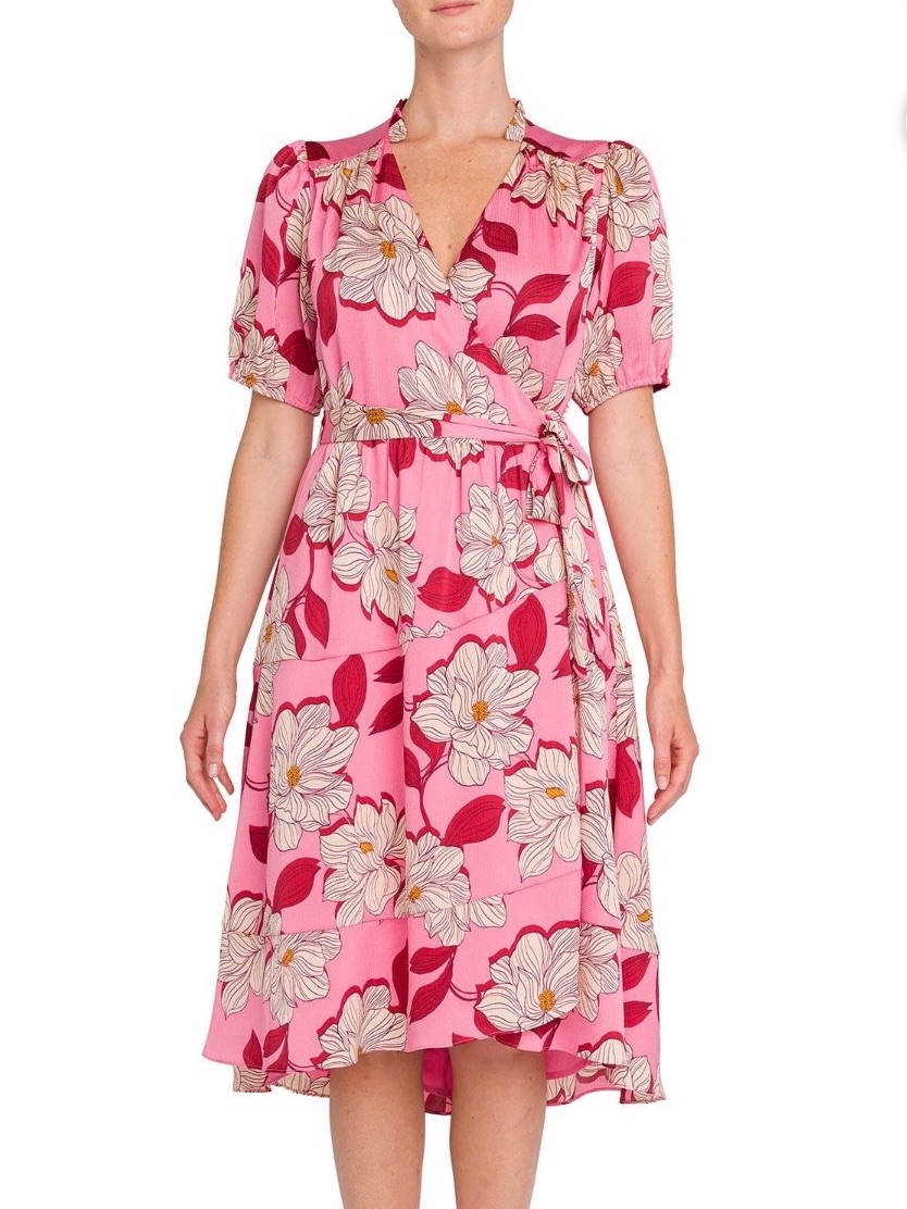 Nwt Draper James Pink Floral Wrap Dress Size Xl
